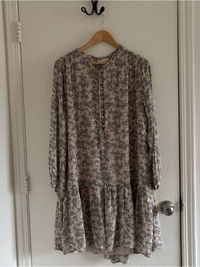 Lucky Brand Cream Dress with Gray Floral Print